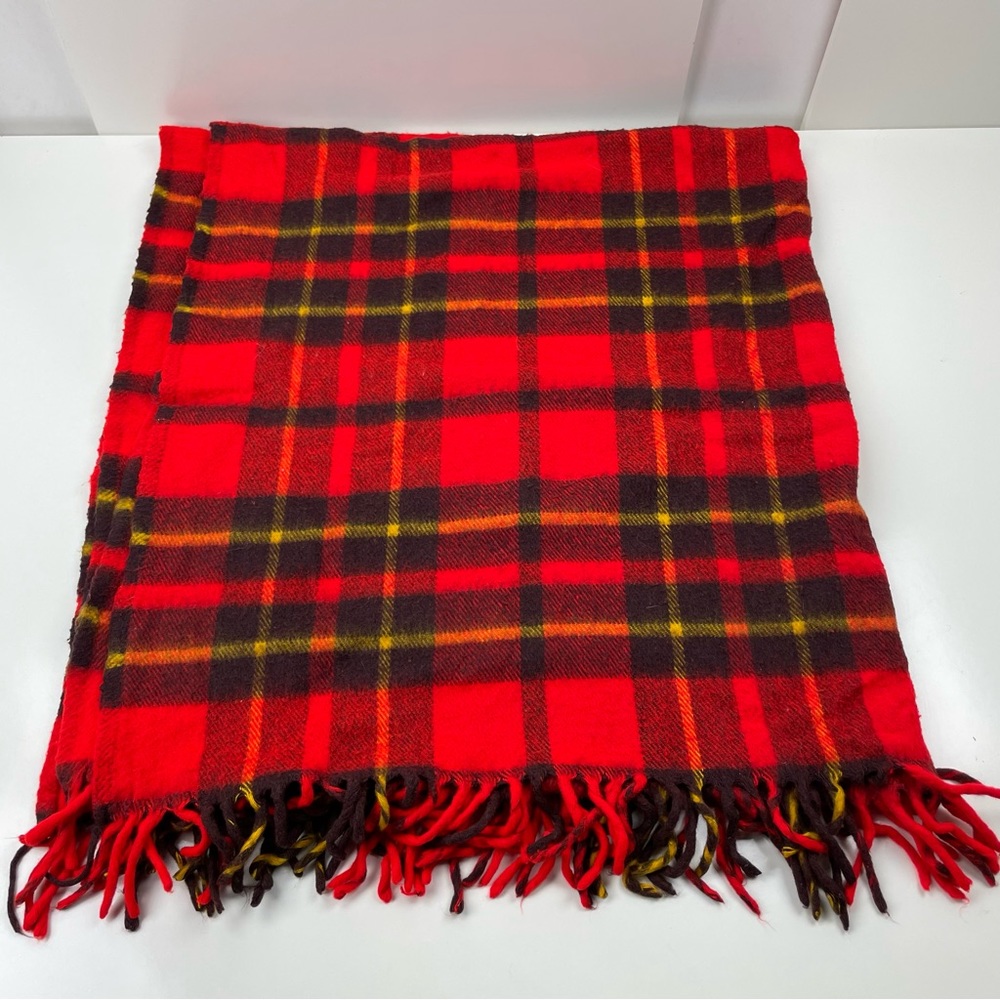 Vintage Red Plaid Faribo Faribault Woolen Mills Throw